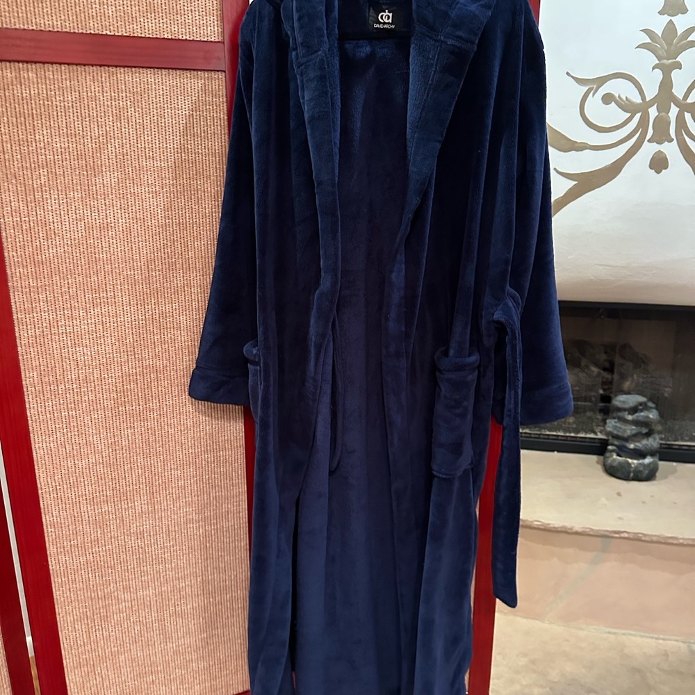 Classic Men's Navy Plush Robe by DG Home